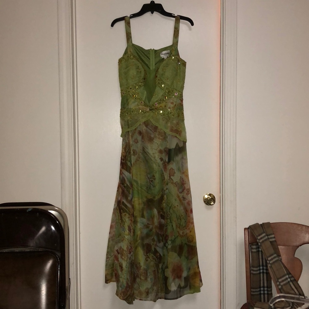 Green floral dress